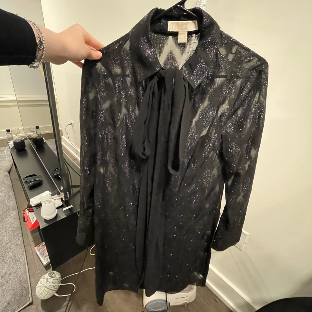 XS Michael Kors Shiny Black Dress